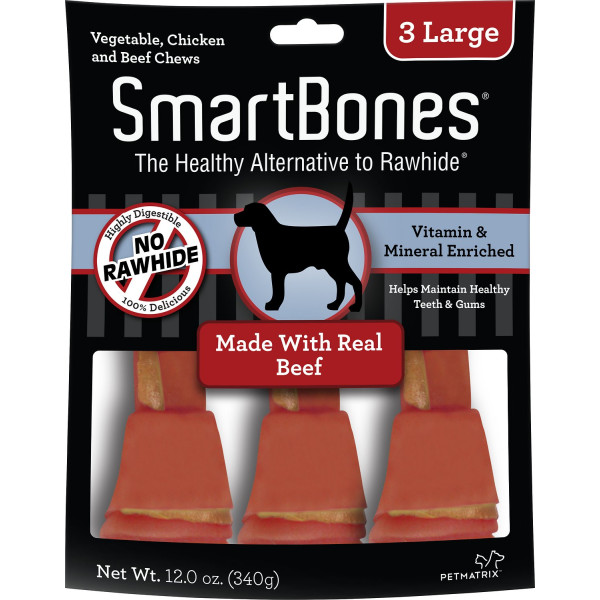 SmartBones Large Bone Chews 7" - Beef 大型潔齒骨(牛肉味)  3 pack X4
